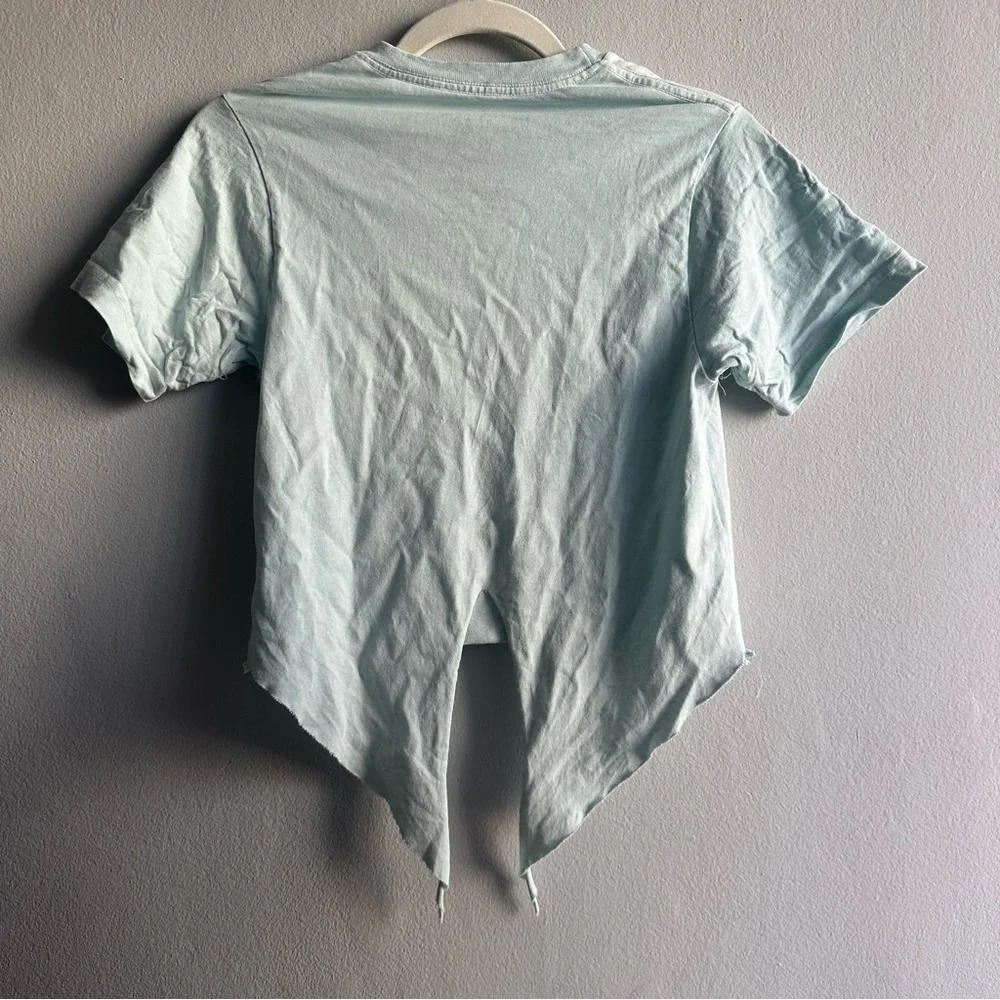 Vintage American Apparel So Cal Graphic Short Sleeve Tie Back Crop Tee Turquoise - Picture 6 of 10